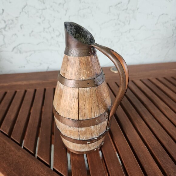Antique French Cider Jug ca. 1900 – 9" high Barrel Form Rustic Farmhouse Pitcher - Picture 10 of 15